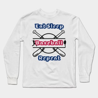 Eat Sleep Baseball Repeat Baseball Player Funny Baseball Long Sleeve T-Shirt